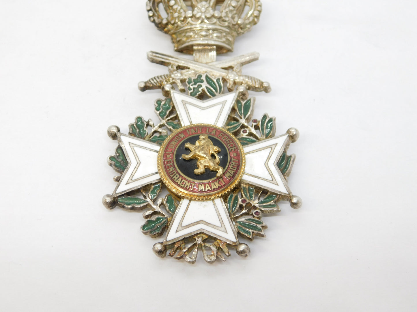 19th Century Belgium Order of Leopold Silver & Enamel Service Medal Antique
