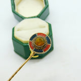 Scottish Victorian 9ct Gold, Bloodstone, Agate & Citrine Stick Pin Antique c1880