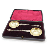 Victorian Pair of Sterling Silver Apostle Dessert Spoons Antique 1901 Chester