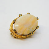 George III 15ct Gold, Old Cut Diamond, Large White Opal Brooch Antique c1800