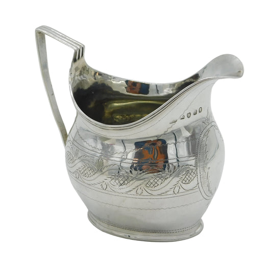 George III Sterling Silver Bright Cut Cream Jug Antique 1804 London