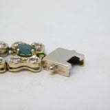 9ct White Gold & Rainbow Set Natural Sapphire Panel Bracelet Vintage Birmingham