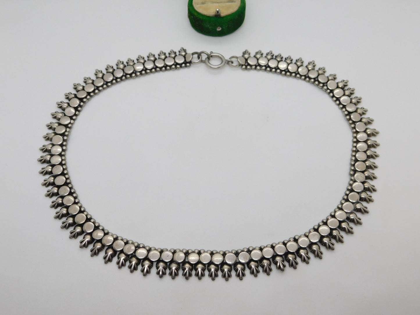 Victorian Floral Sterling Silver Collar Necklace Antique c1860 45cm Length