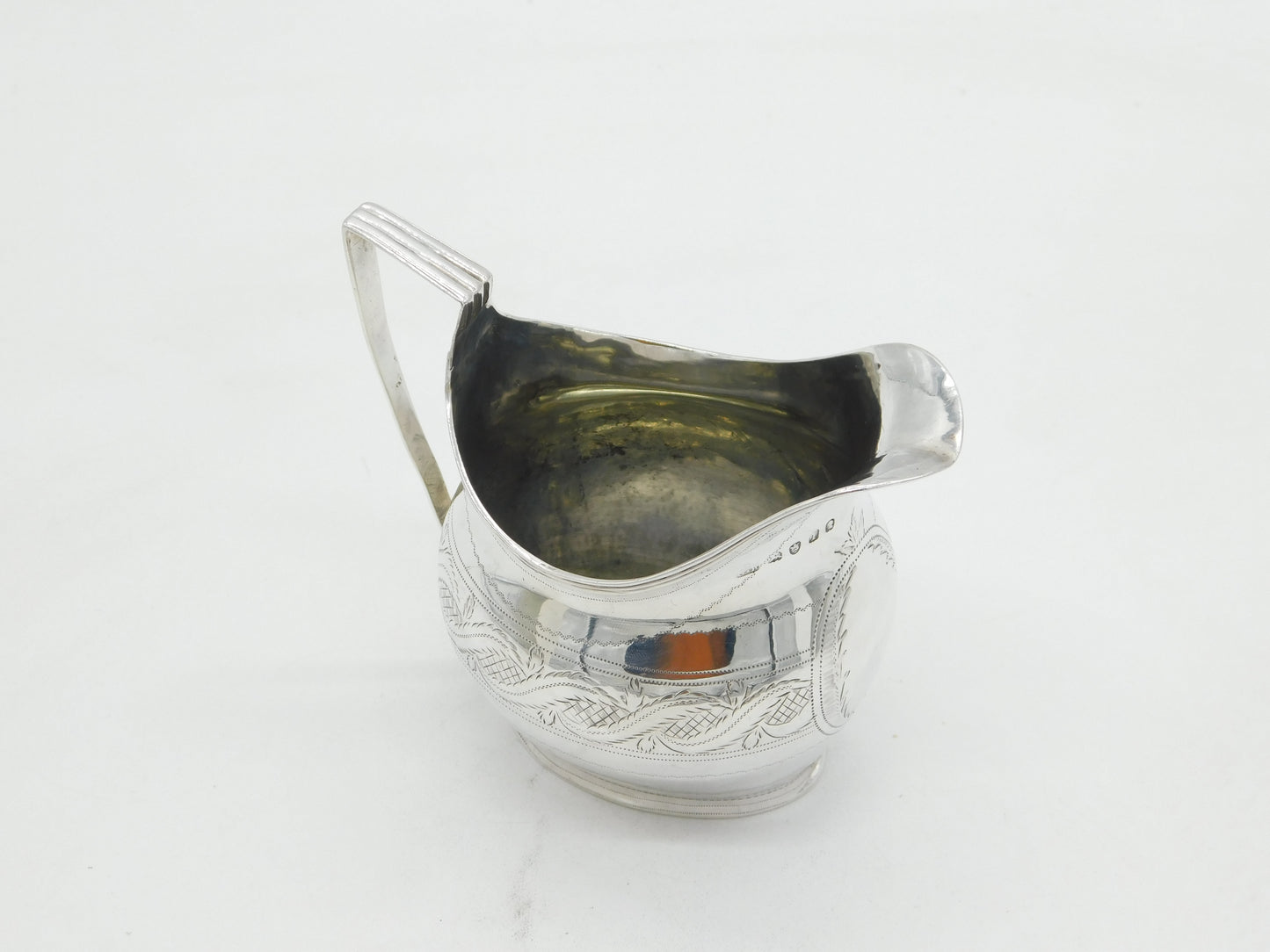 George III Sterling Silver Bright Cut Cream Jug Antique 1804 London
