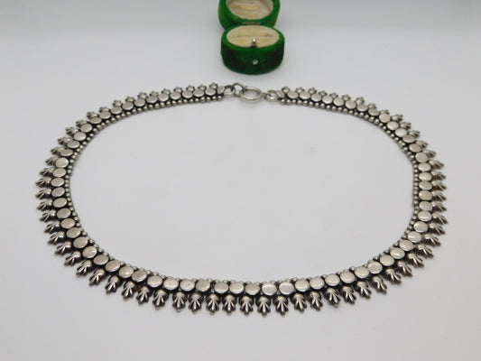 Victorian Floral Sterling Silver Collar Necklace Antique c1860 45cm Length