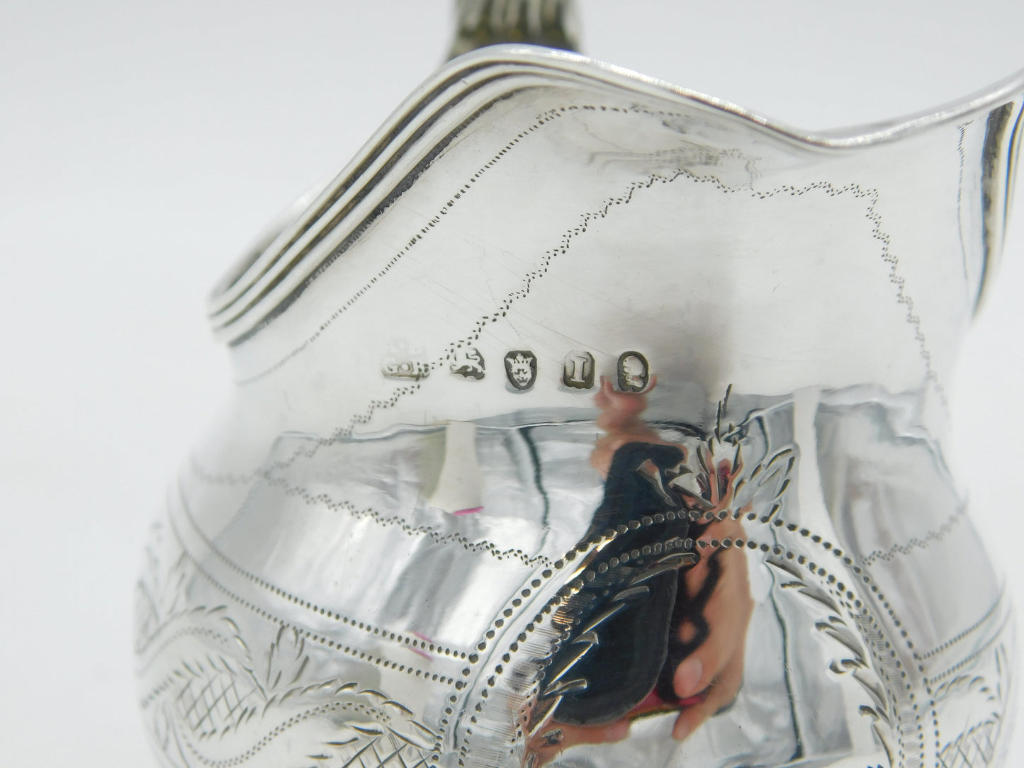 George III Sterling Silver Bright Cut Cream Jug Antique 1804 London