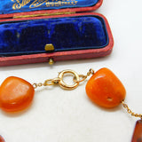 9ct Yellow Gold & Baltic Amber Set Link Bracelet Vintage c1960 8.5" Length