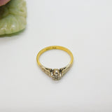 Solitaire Diamond 18ct Yellow Gold and Platinum Ring Antique Victorian c1890