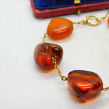 9ct Yellow Gold & Baltic Amber Set Link Bracelet Vintage c1960 8.5" Length