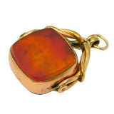Victorian 9ct Rose Gold, Carnelian & Bloodstone Spinner Fob Pendant Antique c1890
