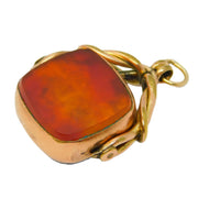 Victorian 9ct Rose Gold, Carnelian & Bloodstone Spinner Fob Pendant Antique c1890