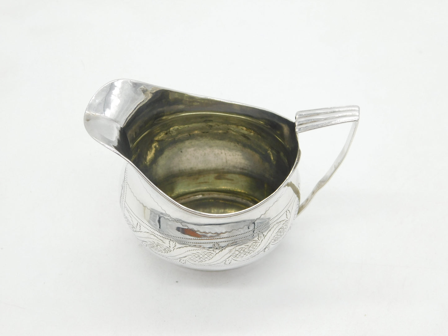 George III Sterling Silver Bright Cut Cream Jug Antique 1804 London