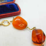 9ct Yellow Gold & Baltic Amber Set Link Bracelet Vintage c1960 8.5" Length