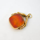 Victorian 9ct Rose Gold, Carnelian & Bloodstone Spinner Fob Pendant Antique c1890