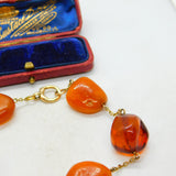 9ct Yellow Gold & Baltic Amber Set Link Bracelet Vintage c1960 8.5" Length