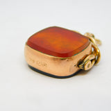 Victorian 9ct Rose Gold, Carnelian & Bloodstone Spinner Fob Pendant Antique c1890