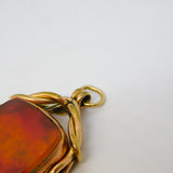 Victorian 9ct Rose Gold, Carnelian & Bloodstone Spinner Fob Pendant Antique c1890