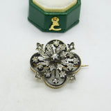 19th Century French 18ct Gold Old Cut Diamond Floral Brooch Antique c1890