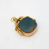 Victorian 9ct Rose Gold, Carnelian & Bloodstone Spinner Fob Pendant Antique c1890