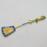 Egyptian .800 Silver Gilt Enamel Mummy Locket Sugar Spoon Antique c1920