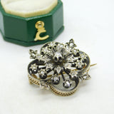 19th Century French 18ct Gold Old Cut Diamond Floral Brooch Antique c1890