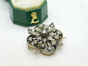 19th Century French 18ct Gold Old Cut Diamond Floral Brooch Antique c1890