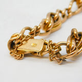 Edwardian 9ct Gold & Turquoise Set Curb Link Chain Bracelet Antique c1910s 7"