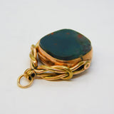Victorian 9ct Rose Gold, Carnelian & Bloodstone Spinner Fob Pendant Antique c1890