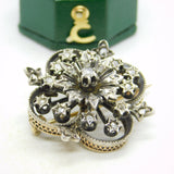 19th Century French 18ct Gold Old Cut Diamond Floral Brooch Antique c1890