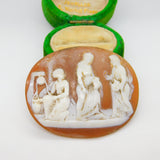 Early Victorian Carved Shell Cameo Classical Mythical Scene Antique c1850