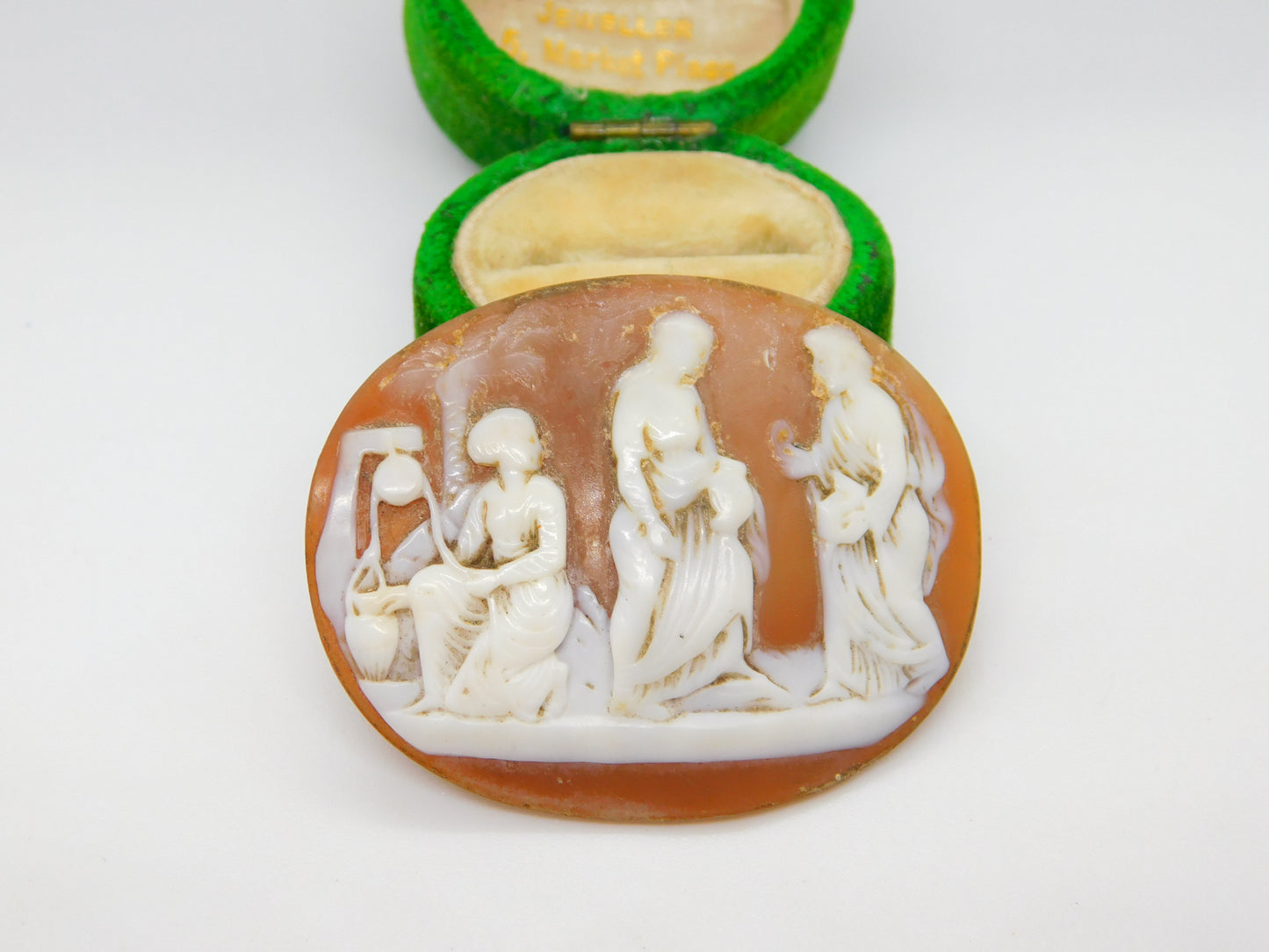 Early Victorian Carved Shell Cameo Classical Mythical Scene Antique c1850