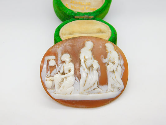 Early Victorian Carved Shell Cameo Classical Mythical Scene Antique c1850