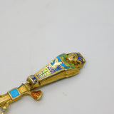 Egyptian .800 Silver Gilt Enamel Mummy Locket Sugar Spoon Antique c1920
