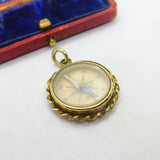 Victorian Gold Plated Working Compass Fob or Pendant Antique c1880