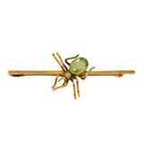 Edwardian 9ct Gold, Peridot & Seed Pearl Spider Insect Brooch Antique c1910