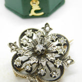 19th Century French 18ct Gold Old Cut Diamond Floral Brooch Antique c1890