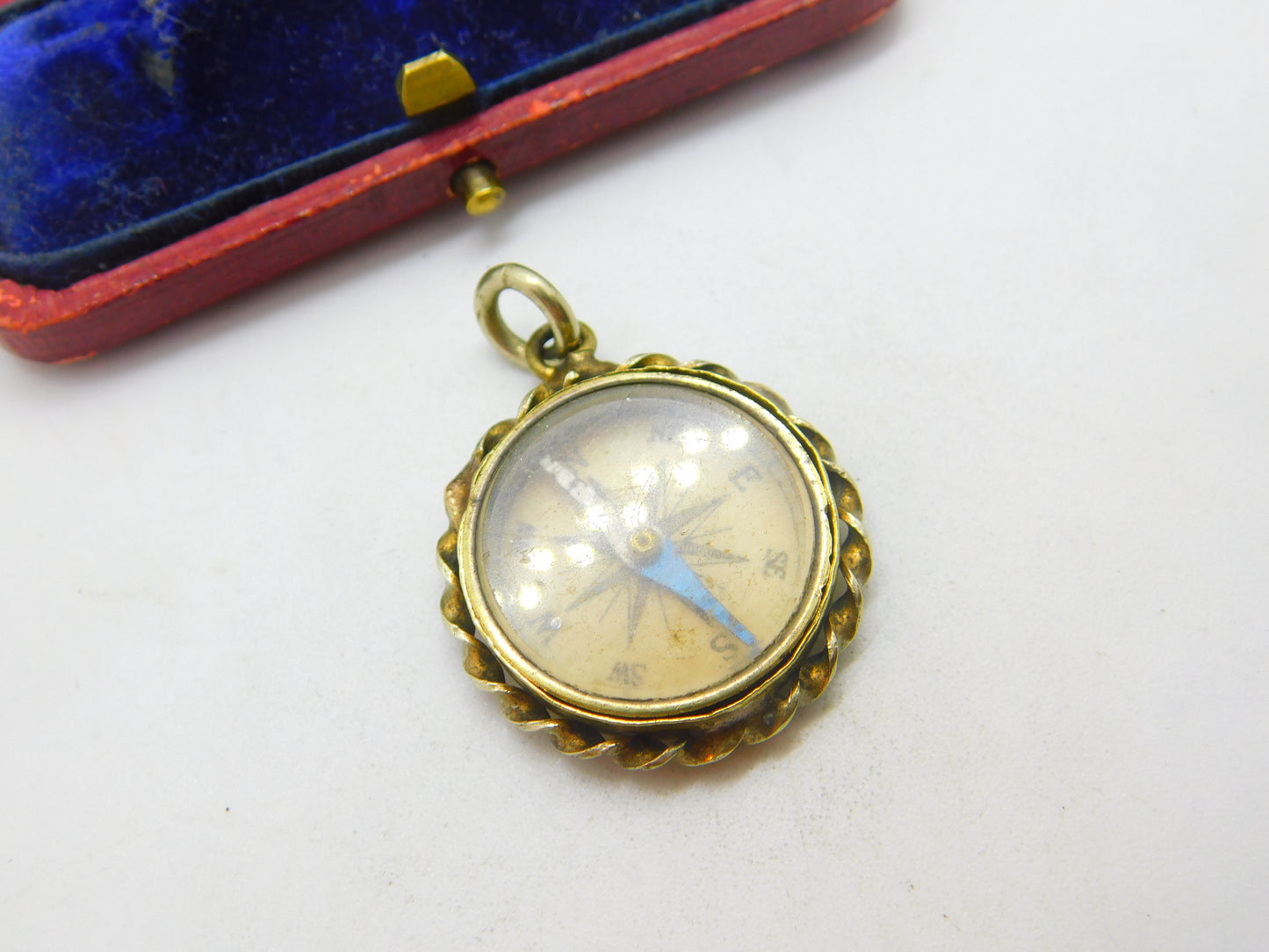 Victorian Gold Plated Working Compass Fob or Pendant Antique c1880