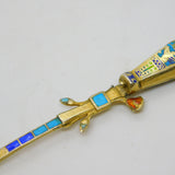 Egyptian .800 Silver Gilt Enamel Mummy Locket Sugar Spoon Antique c1920