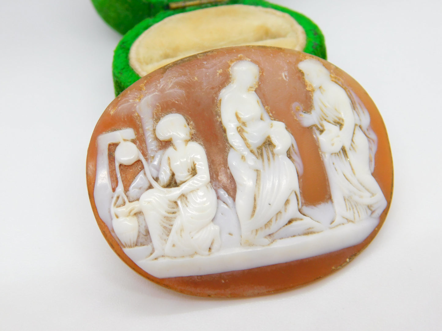 Early Victorian Carved Shell Cameo Classical Mythical Scene Antique c1850