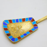 Egyptian .800 Silver Gilt Enamel Mummy Locket Sugar Spoon Antique c1920