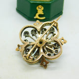 19th Century French 18ct Gold Old Cut Diamond Floral Brooch Antique c1890