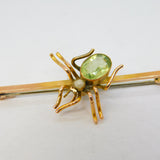 Edwardian 9ct Gold, Peridot & Seed Pearl Spider Insect Brooch Antique c1910