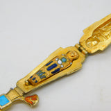Egyptian .800 Silver Gilt Enamel Mummy Locket Sugar Spoon Antique c1920