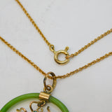 Edwardian 9ct Gold & Jade Ringed Spider Pendant Necklace Antique c1910s