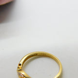 9ct Yellow Gold Art Nouveau Style Floral Diamond Set Ring Vintage London