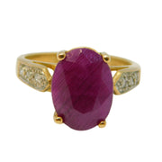 9ct Yellow Gold, Ruby & Diamond Dress Ring Vintage 2005 Birmingham