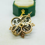 19th Century French 18ct Gold Old Cut Diamond Floral Brooch Antique c1890