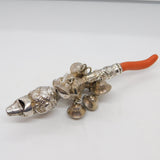 George III Sterling Silver & Coral Baby Rattle & Teether Antique c1780 London Robert Nash