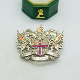 Sterling Silver, Ruby, Spinel & Enamel City of London Brooch Vintage 1995 London
