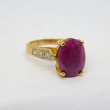 9ct Yellow Gold, Ruby & Diamond Dress Ring Vintage 2005 Birmingham